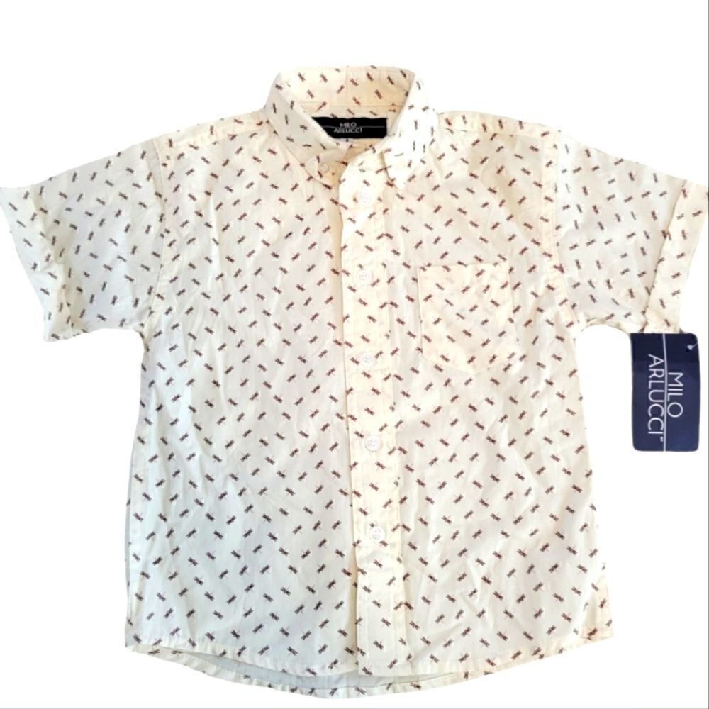 NWT MILO ARLUCCI BUTTON DOWN DRAGONFLY SHORT SLEEVE SHIRT SZ.4